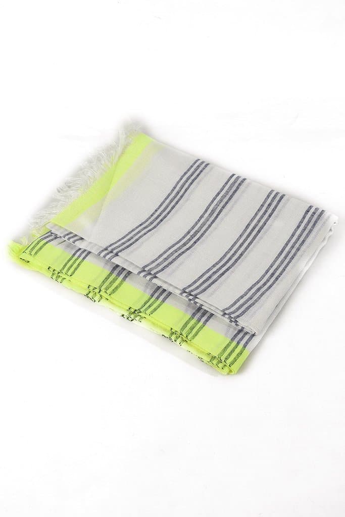 Simple stripe scarf with a colour pop! - Aurina Ltd