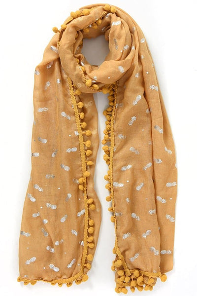 Foiled Pineapple Print Scarf - Aurina Ltd