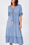 Tassel Frill Hem Midi Dress China Blue - Aurina Ltd