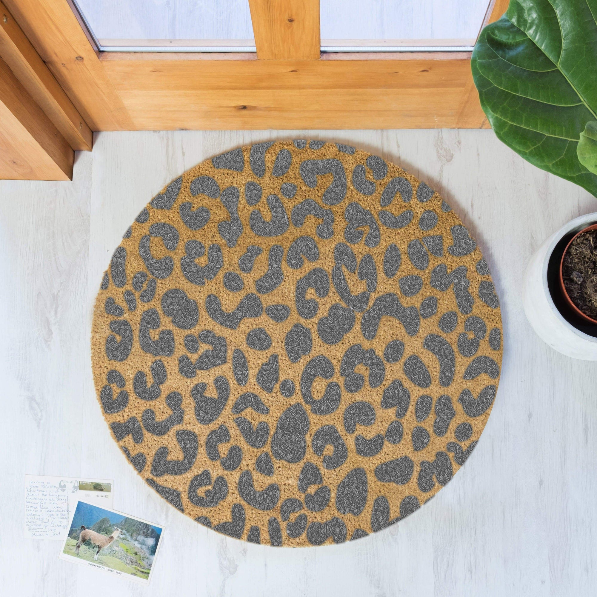 Grey Leopard Circlular Door Mat - Aurina Ltd