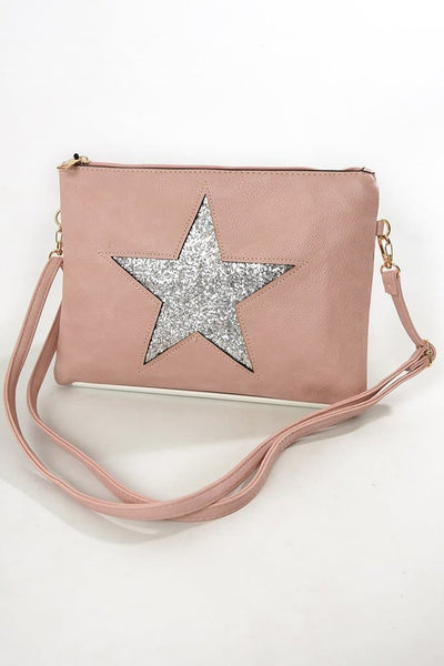 Silver Glitter Star Clutch - Aurina Ltd