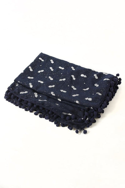 Foiled Pineapple Print Scarf - Aurina Ltd