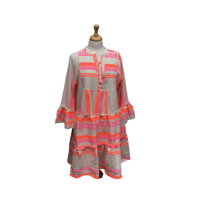 Neon Aztec Short Summer Dress - Aurina Ltd