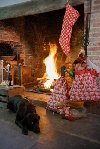 Christmas Red Star Fleece Stocking - Aurina Ltd