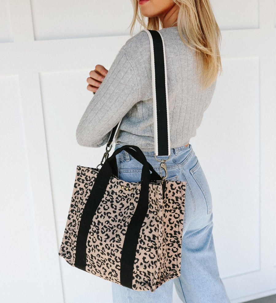 Sophia Canvas Crossbody Tote with Two Straps - Aurina Ltd
