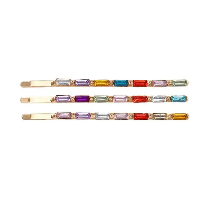 Pack of 3 Rainbow Crystal Hair Slide - Aurina Ltd
