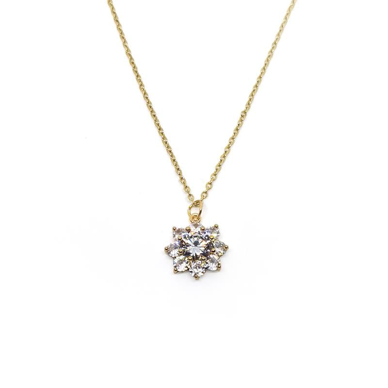 Cubic Zirconia Flower Pendent Necklace - Aurina Ltd