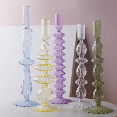 Lace Edged Glass Candlesticks - Aurina Ltd