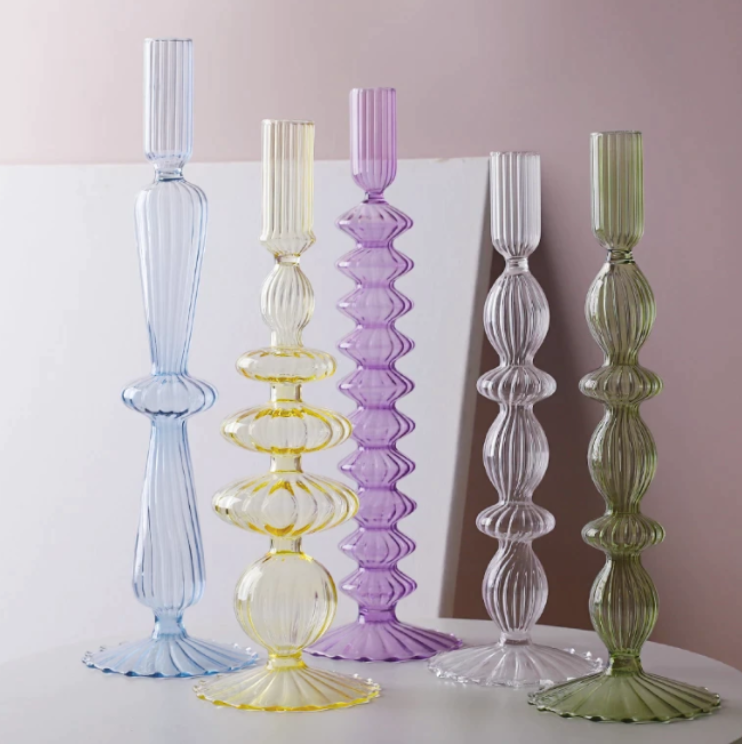Lace Edged Glass Candlesticks - Aurina Ltd