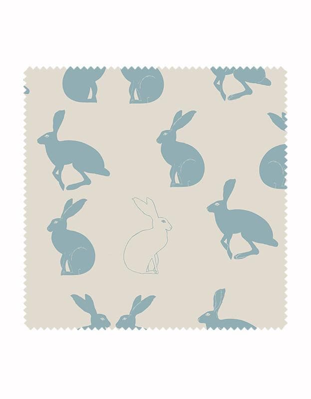 Hetty Hare Wallpaper in Sky Blue - Aurina Ltd