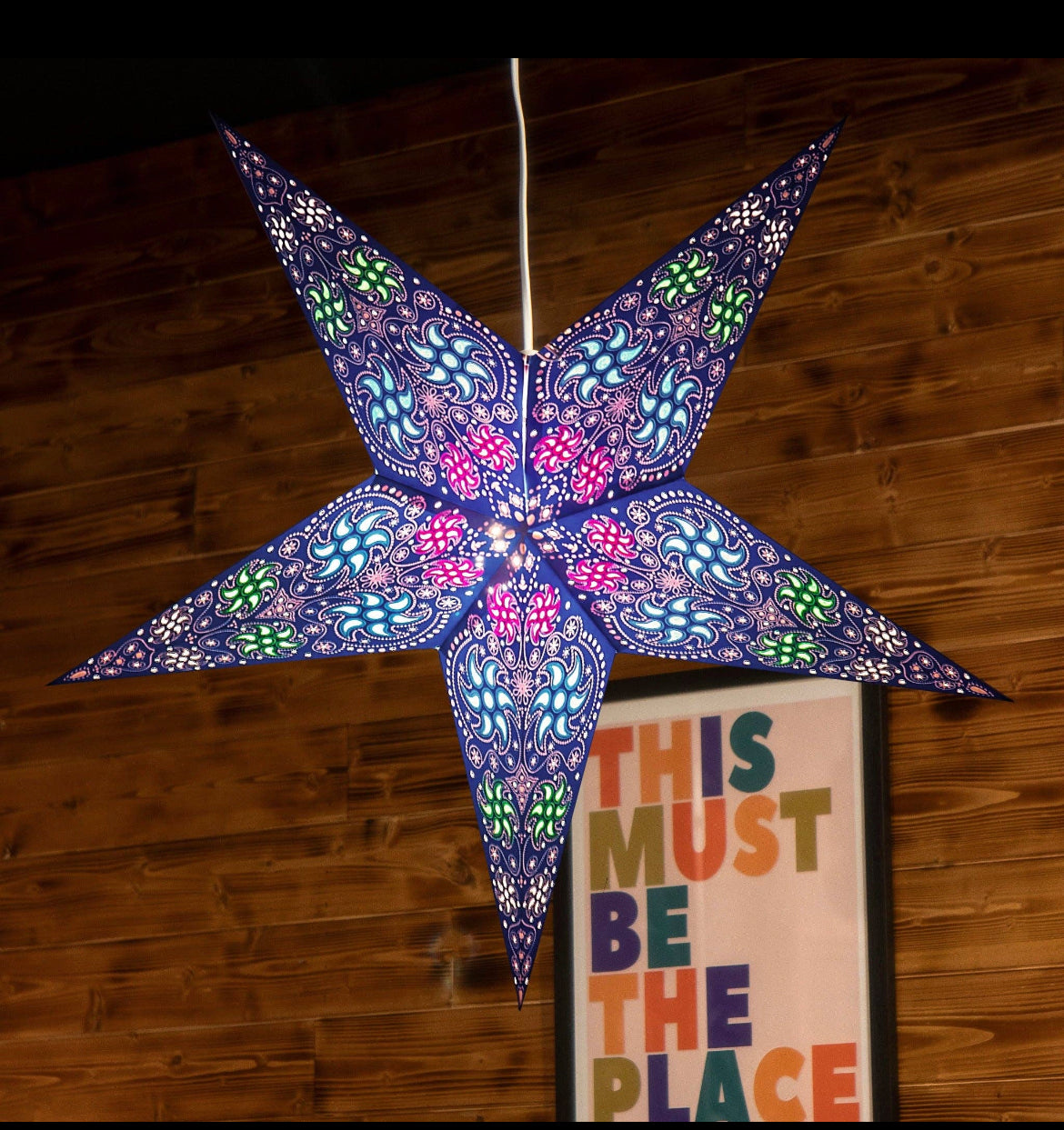 Firework Sea Blue Paper Star Lantern