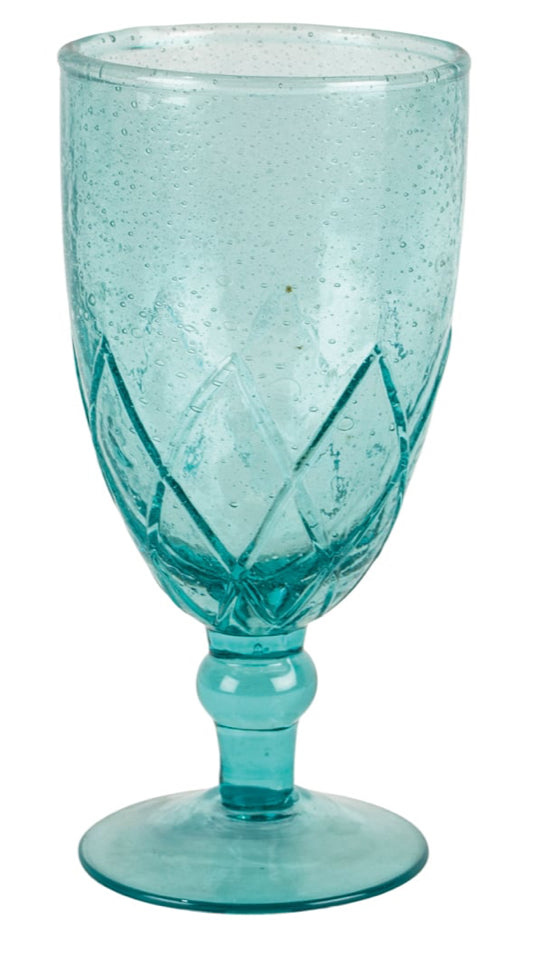 Recycled Bubble Wine Glass Aqua Marine