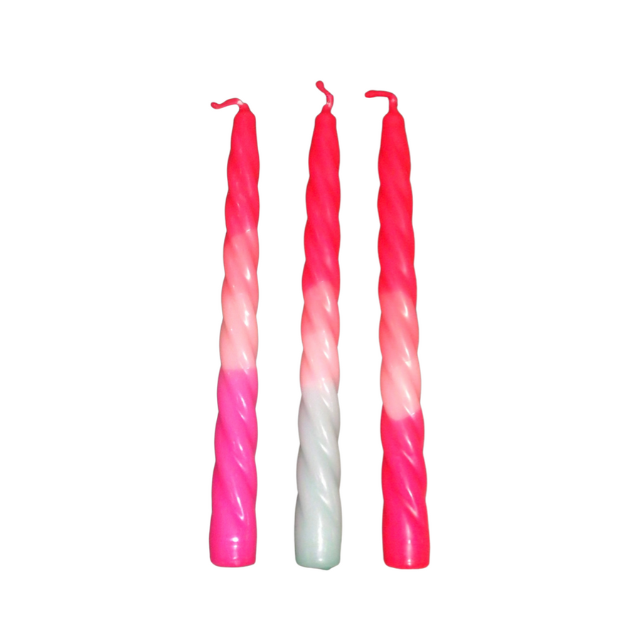 Dip Dye Twisted Ice Cream Pink Dinner Candles - Aurina Ltd