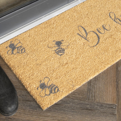 Patio Grey Bee Happy Double Doormat - Aurina Ltd