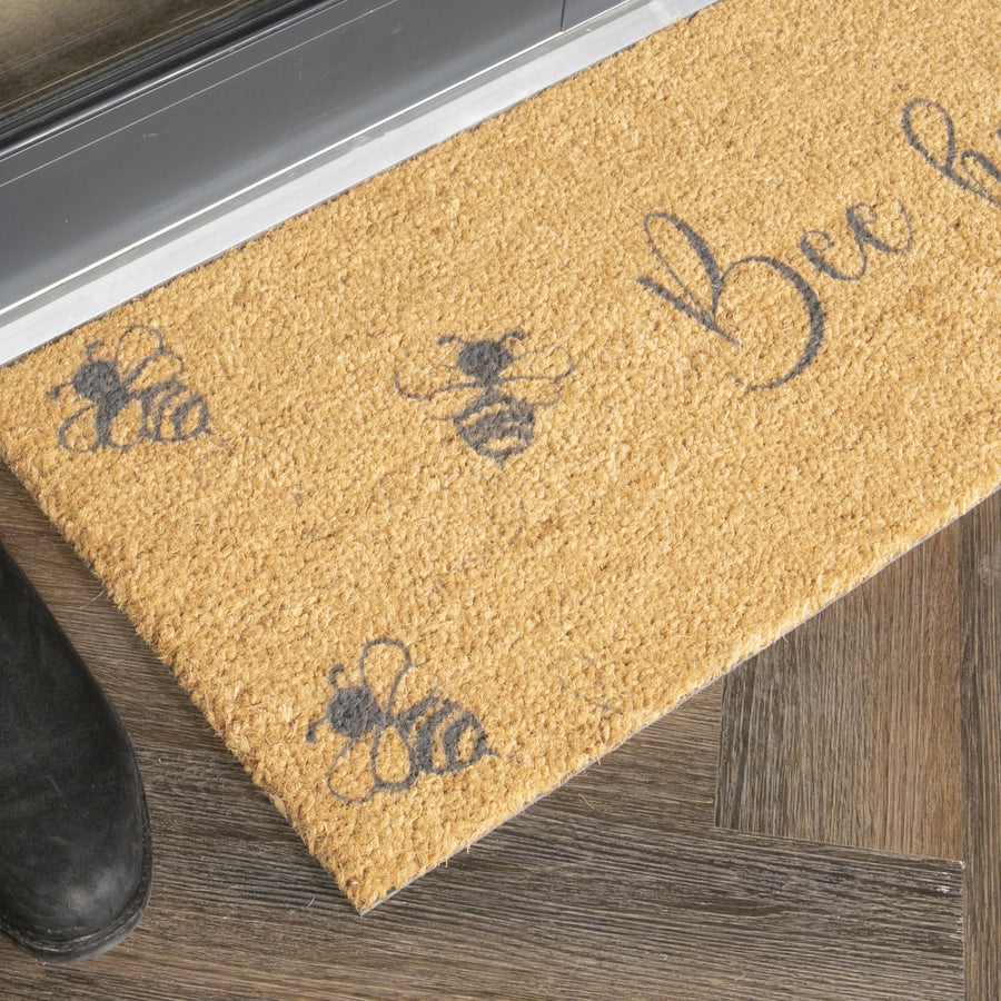 Patio Grey Bee Happy Double Doormat - Aurina Ltd