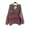 Nerissa Stripe Chunky Jumper - Pink and Grey