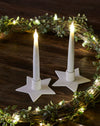 Pair of Ceramic Star Candle Holder with LED candle - Aurina Ltd