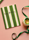 Green Ticking Stripe Christmas Card Pack of 6