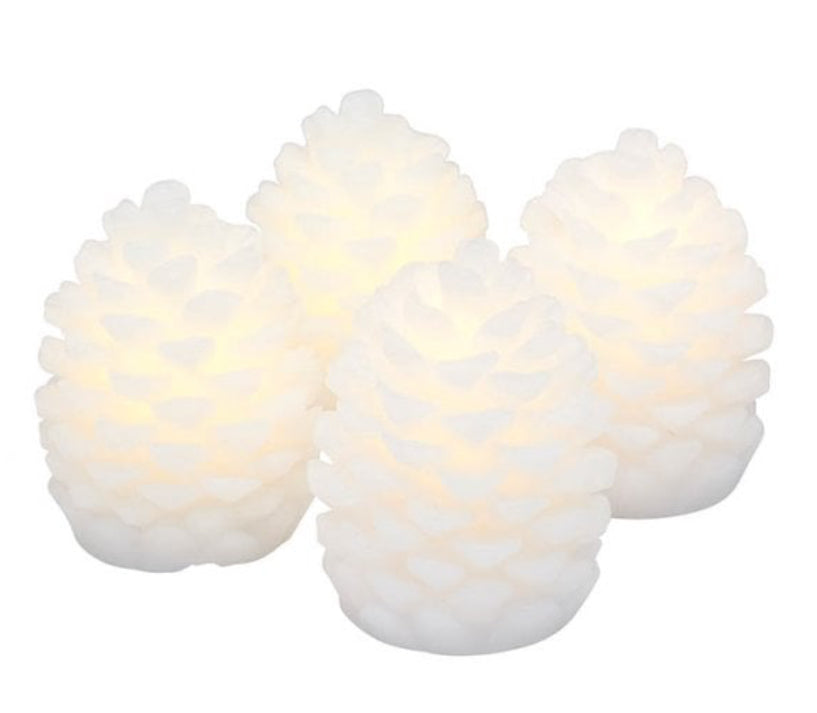 Clara Led Wax Pine Cone Set of 4 - Aurina Ltd