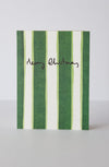 Green Ticking Stripe Christmas Card (Single)