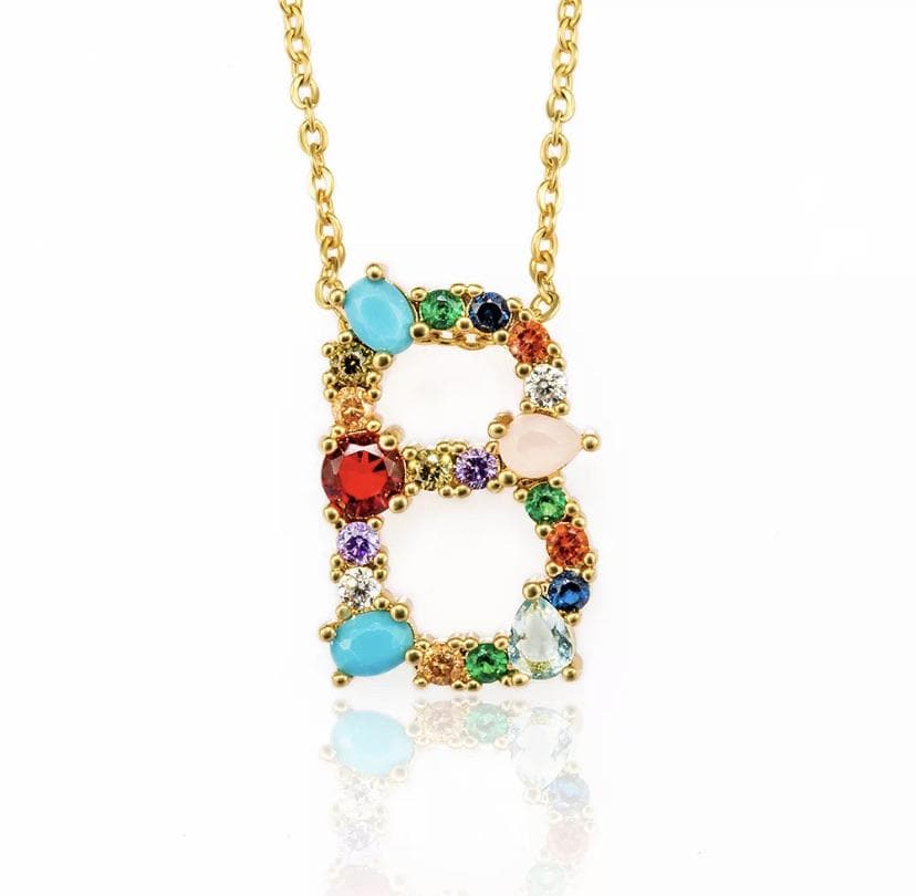 Gem Initial Necklace - Aurina Ltd