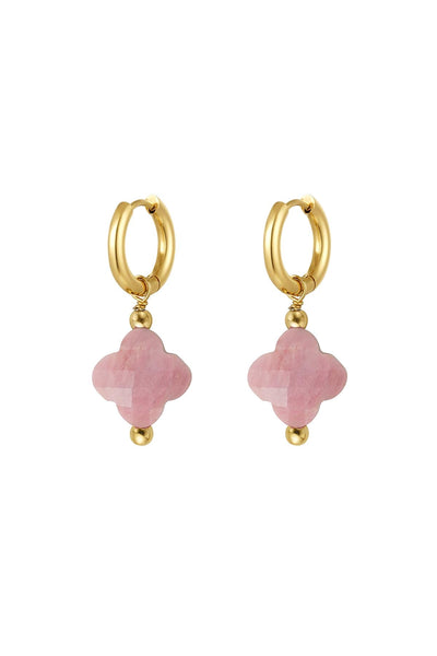 Natural Stone Clover Earrings