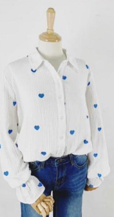 Cheese Cloth Heart Blouse - Aurina Ltd