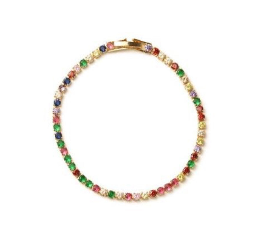 Cubic Zirconia Bracelet in Gold and Multi - Aurina Ltd