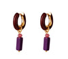 Purple and Gold Enamel Charm Huggie - Aurina Ltd