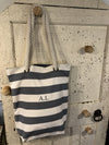 Nautical Stripe Canvas Tote Bag & Cosmetic Bag with Personalisation - Aurina Ltd