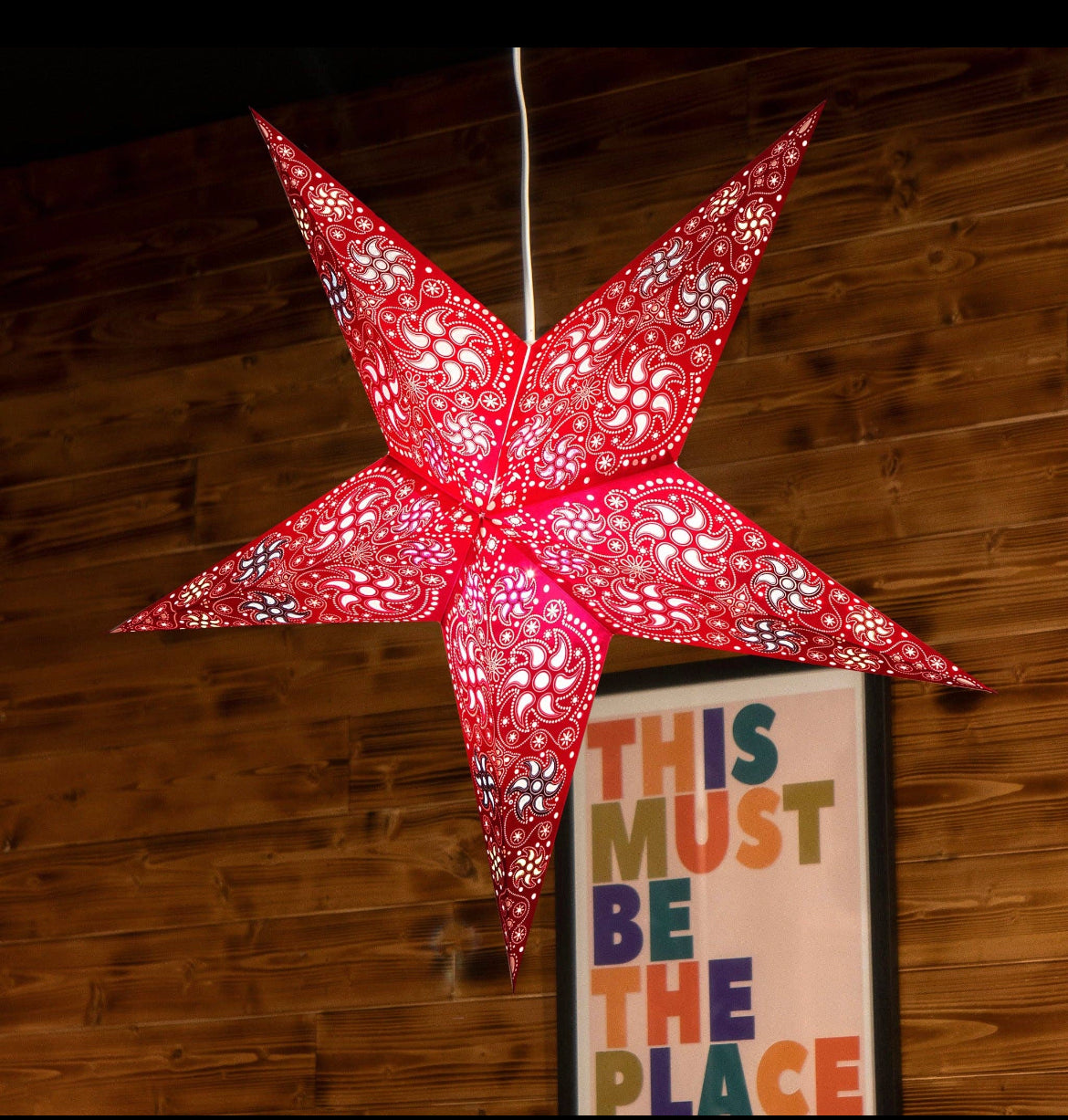 Firework Red Paper Star Lantern