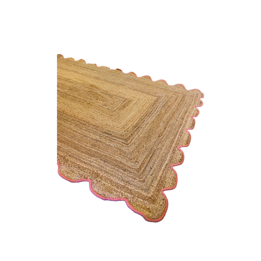 Pink Edge Jute Scalloped Medium Rug - Aurina Ltd