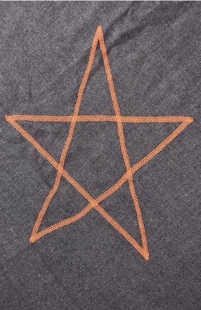 Embroidered Star Scarf Navy Blue & Orange - Aurina Ltd