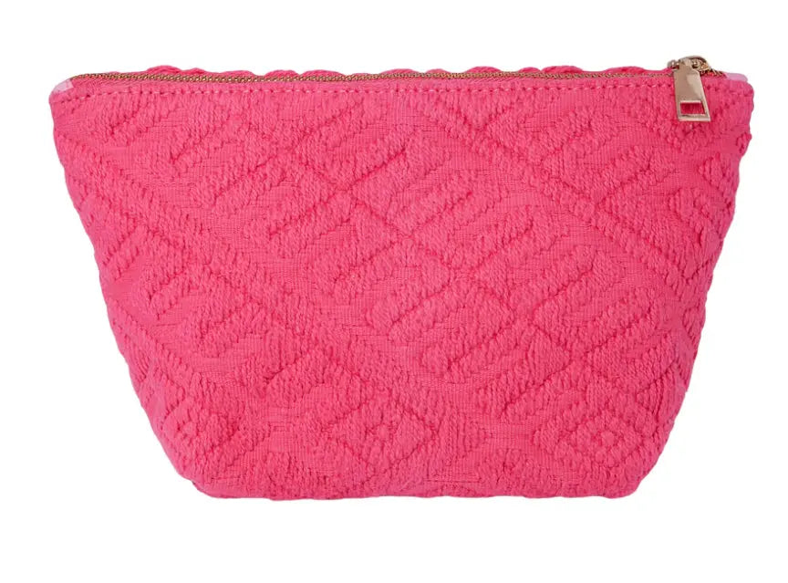 Pink Jacquard Towelling Make Up Bag - Aurina Ltd