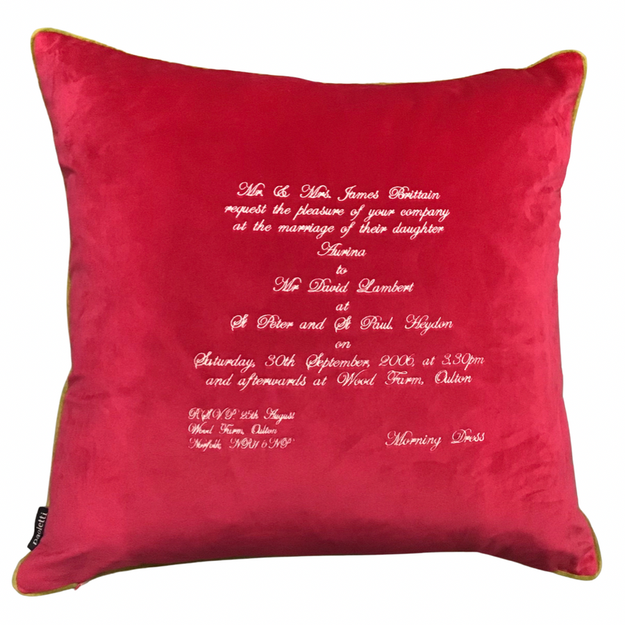 Personalised Embroidered Velvet Cushion