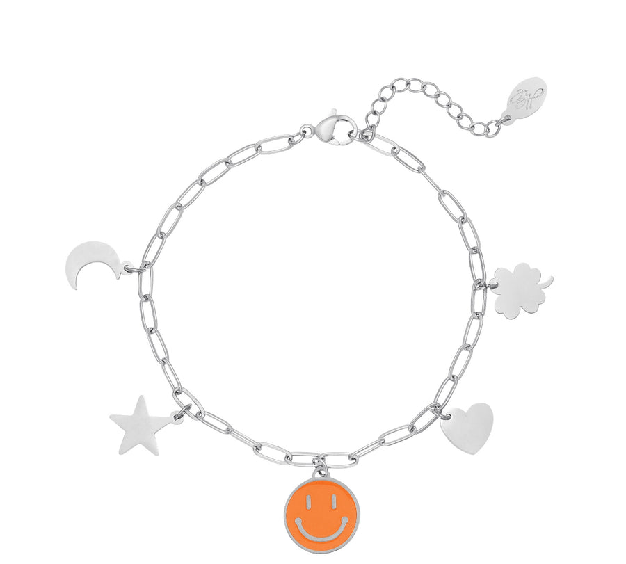 Silver Smiley Charm Bracelet