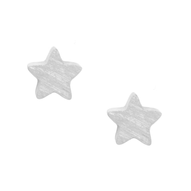 Silver Brushed Star Stud
