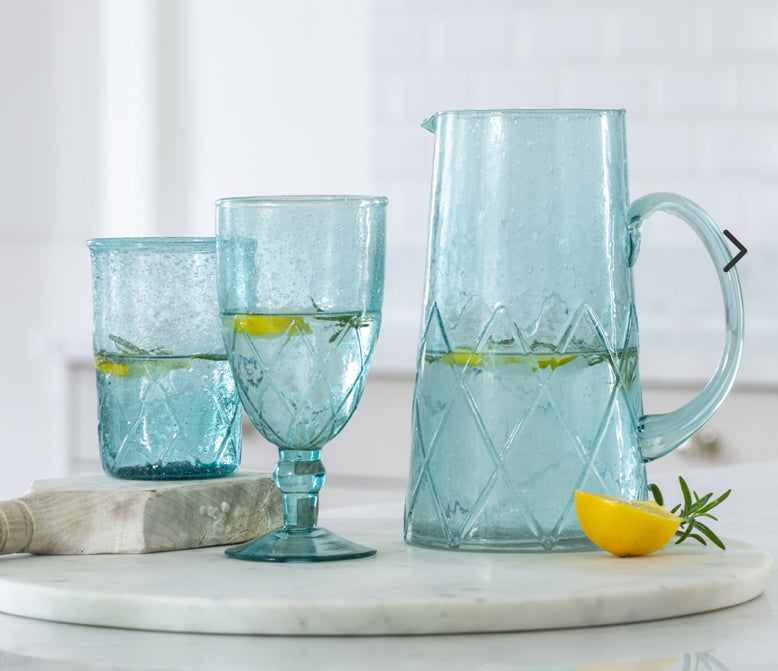 Recycled Bubble Wine Glass Aqua Marine