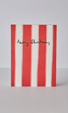 Red Ticking Stripe Christmas Card (Single)