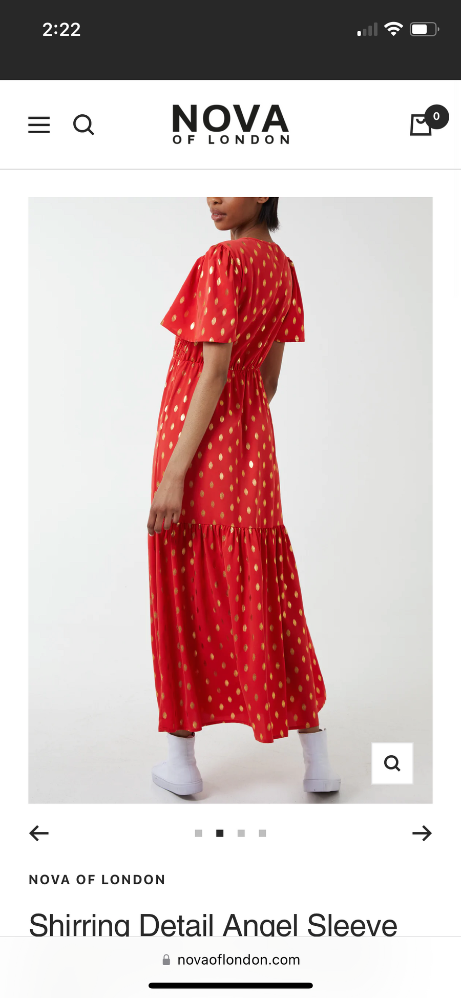 Gold Leaf  Shirring Maxi Dress Red