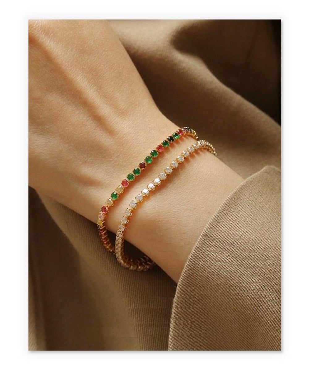 Cubic Zirconia Bracelet in Gold and Multi - Aurina Ltd