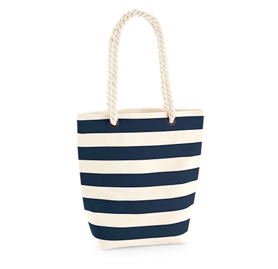 Nautical Stripe Canvas Tote Bag with Personalisation - Aurina Ltd