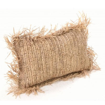 Raffia Rectangular Woven Tasselled Cushion - Aurina Ltd
