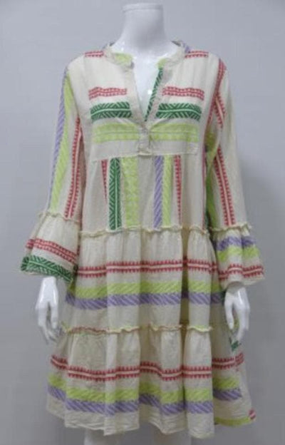 Neon Aztec Short Summer Dress - Aurina Ltd