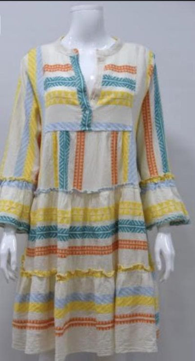 Neon Aztec Short Summer Dress - Aurina Ltd