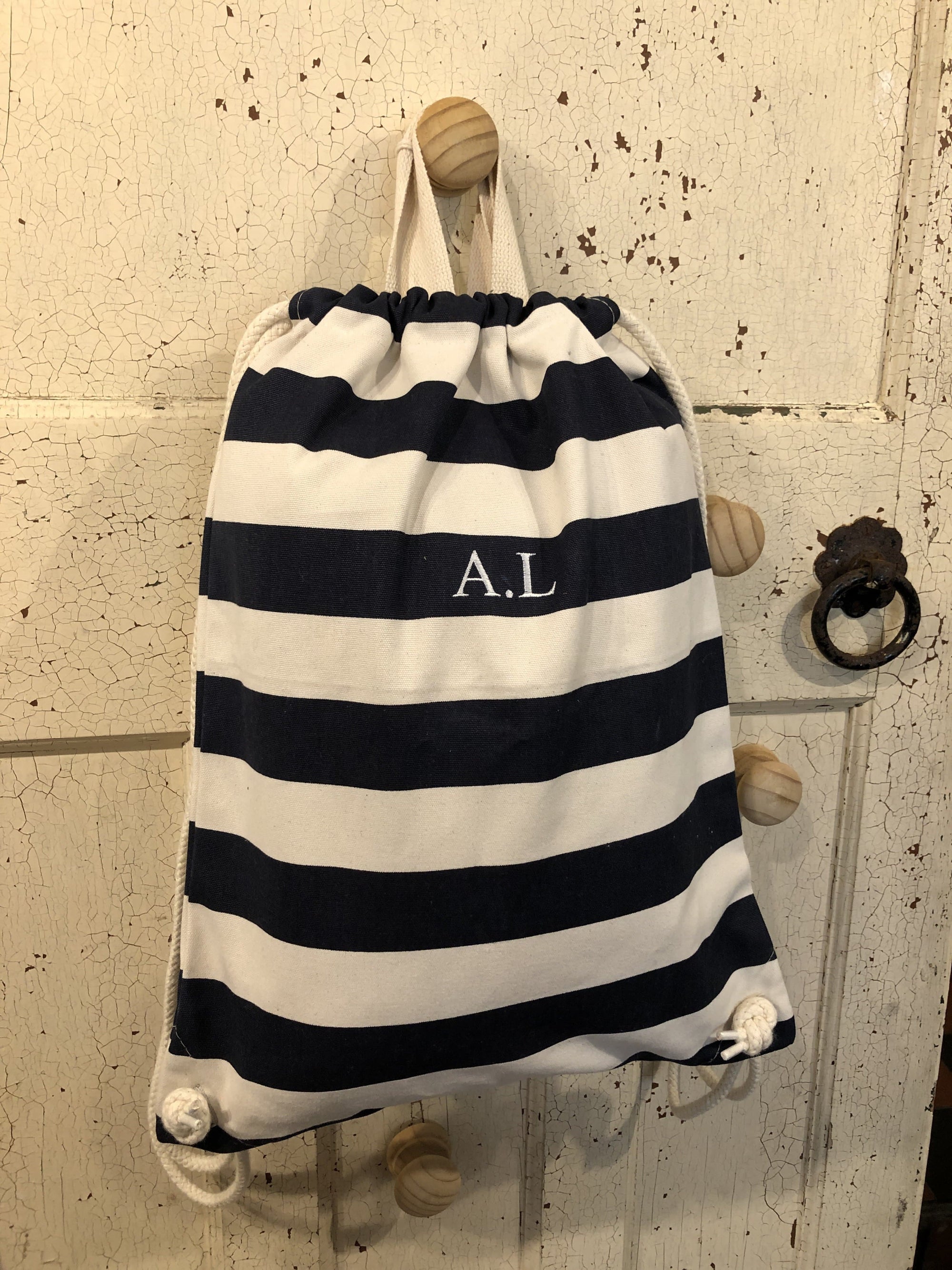 Nautical Stripe Drawstring Bag with or without Personalisation - Aurina Ltd