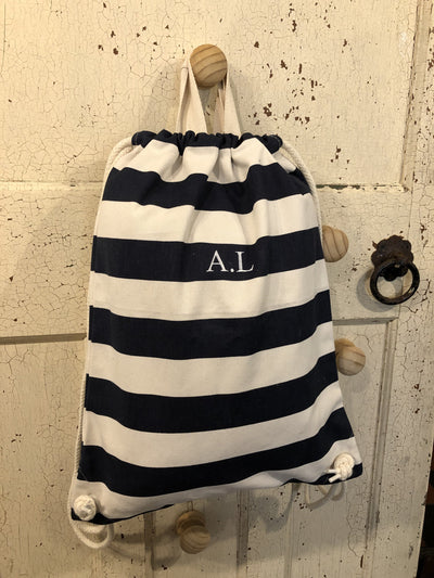Nautical Stripe Drawstring Bag with or without Personalisation - Aurina Ltd