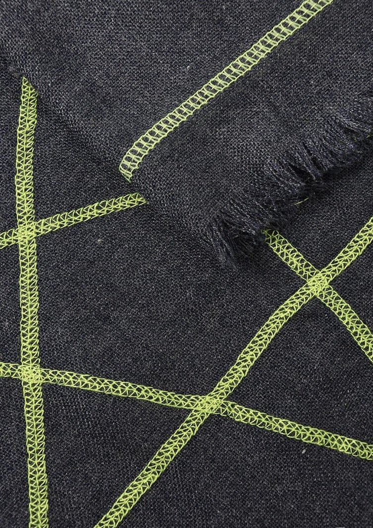 Embroidered Star Scarf Navy & Neon Yellow - Aurina Ltd