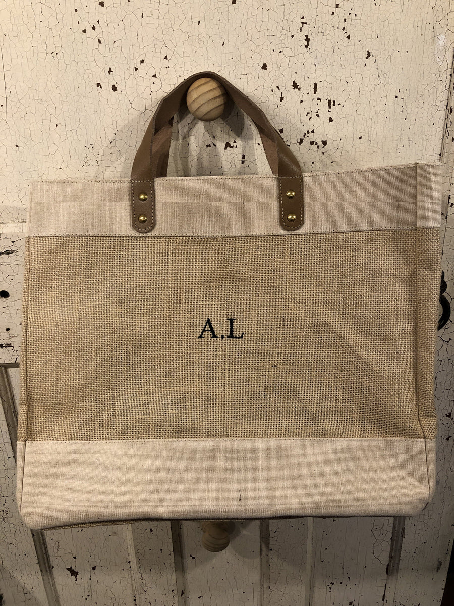 Leather Handle Jute Bag - Aurina Ltd