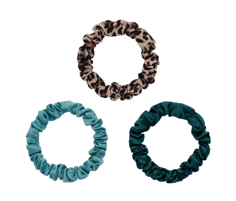 Set of 3 Skinny Scrunchies Animal Blues - Aurina Ltd